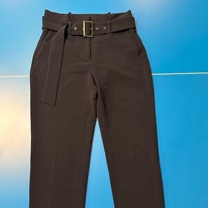 WHBM Navy Blue Belted Paper Bag Cropped Pants